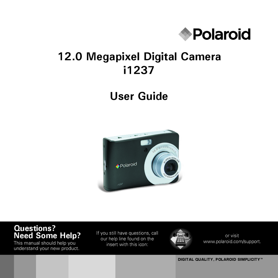 Polaroid CIA-1237PC manual Megapixel Digital Camera User Guide 