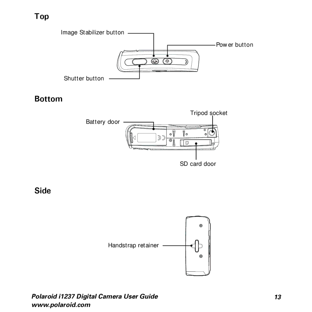 Polaroid CIA-1237PC manual Top, Bottom, Side 