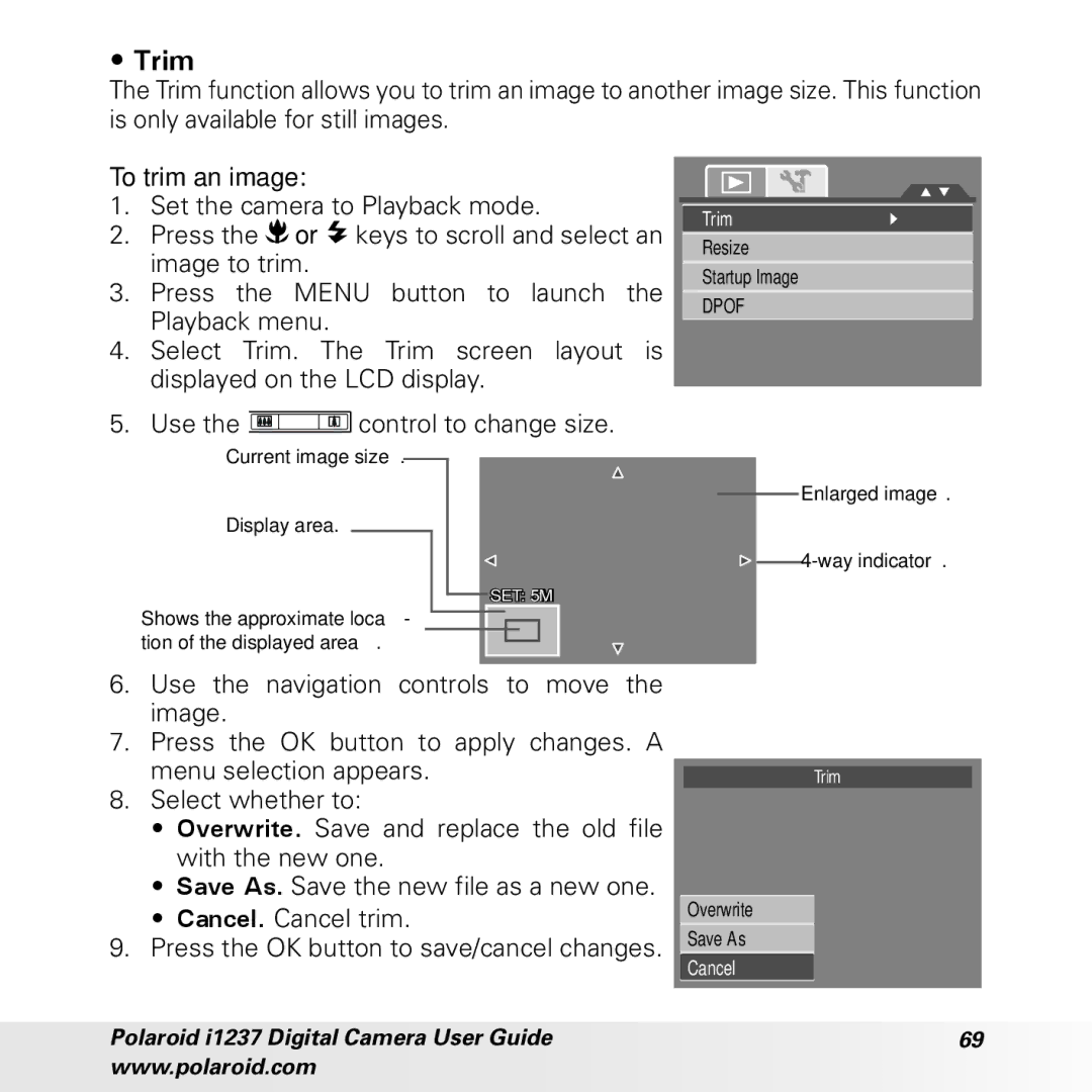 Polaroid CIA-1237PC manual Trim 