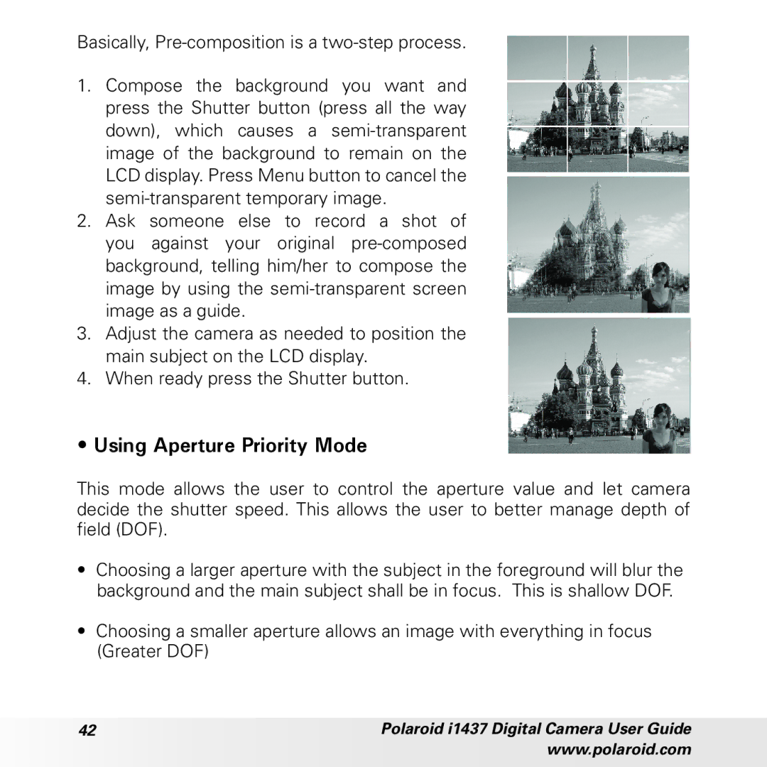 Polaroid CIA-1437RC manual Using Aperture Priority Mode 