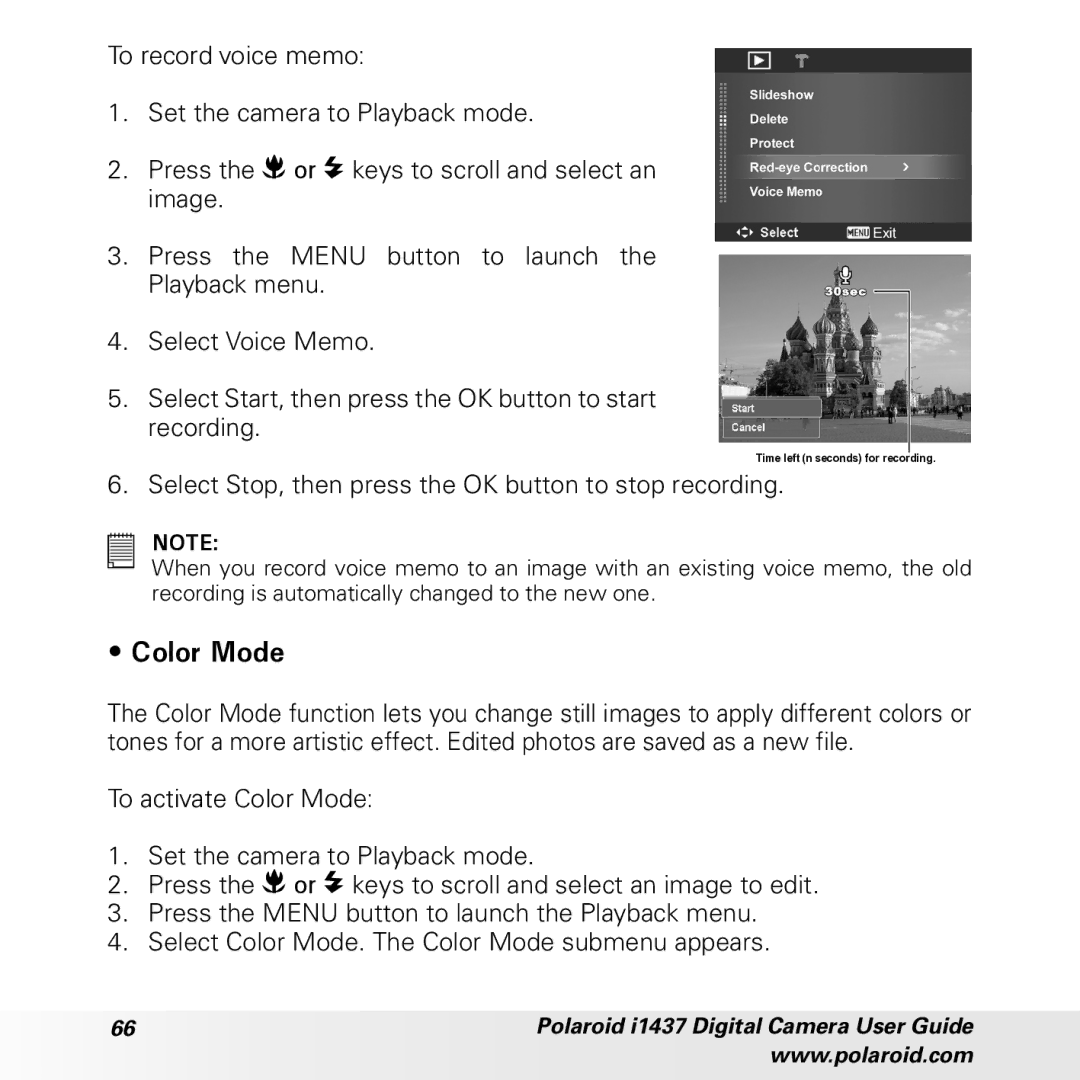 Polaroid CIA-1437RC manual Select Stop, then press the OK button to stop recording 