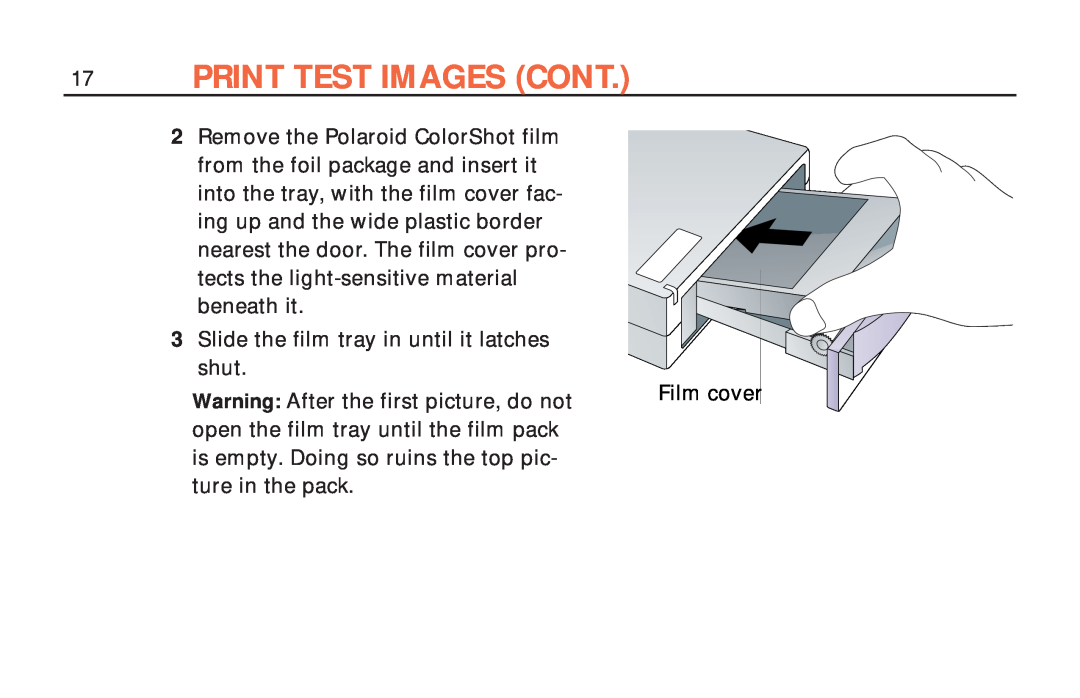 Polaroid ColorShot Printer manual Print Test Images Cont 