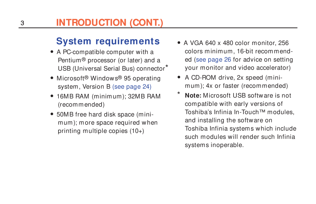 Polaroid ColorShot Printer manual Introduction Cont, System requirements 