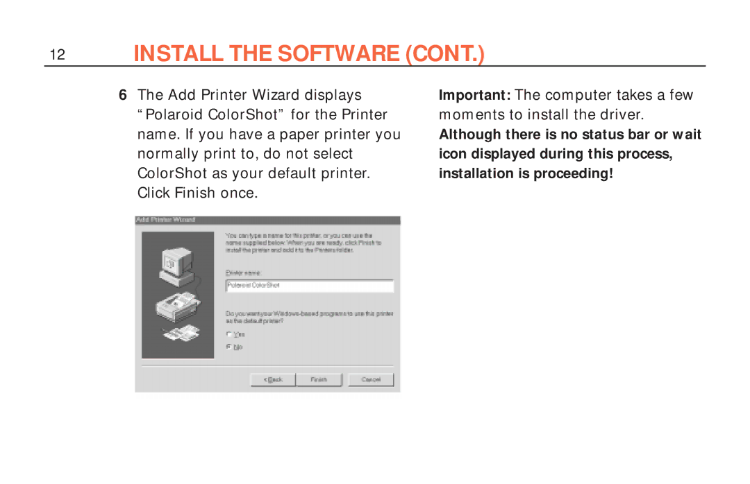 Polaroid ColorShot Printer manual Install the Software 