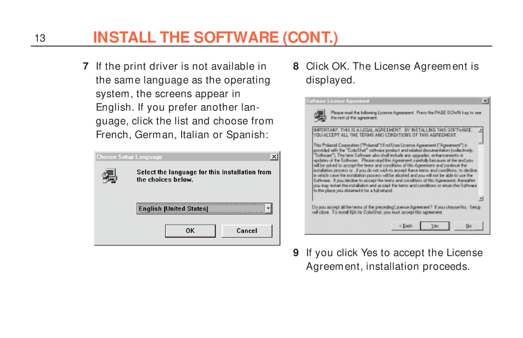 Polaroid ColorShot Printer manual Install the Software 