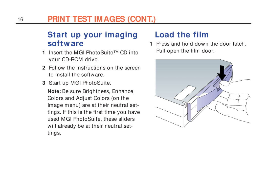 Polaroid ColorShot Printer manual Start up your imaging software, Load the film 