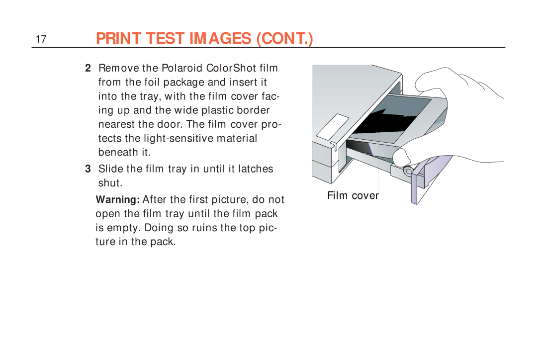 Polaroid ColorShot Printer manual Print Test Images 