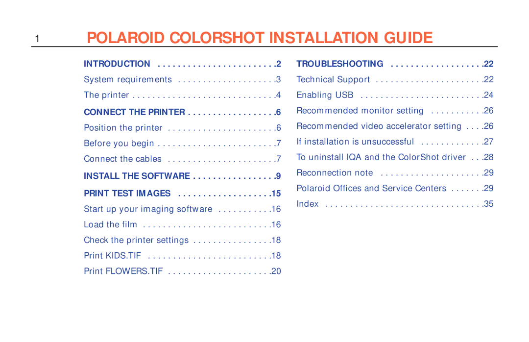 Polaroid ColorShot Printer manual Polaroid Colorshot Installation Guide, Connect the Printer 