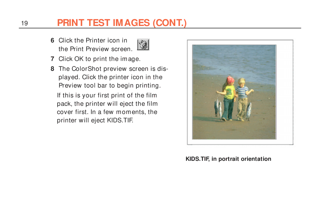 Polaroid ColorShot Printer manual KIDS.TIF, in portrait orientation 