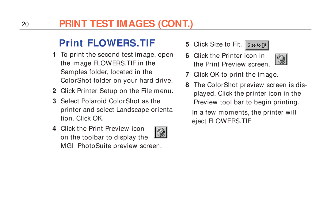 Polaroid ColorShot Printer manual Print FLOWERS.TIF 