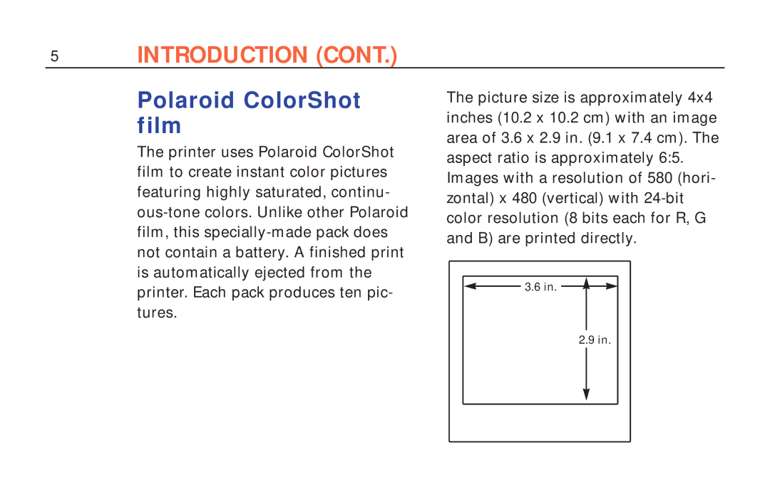 Polaroid ColorShot Printer manual Polaroid ColorShot film 