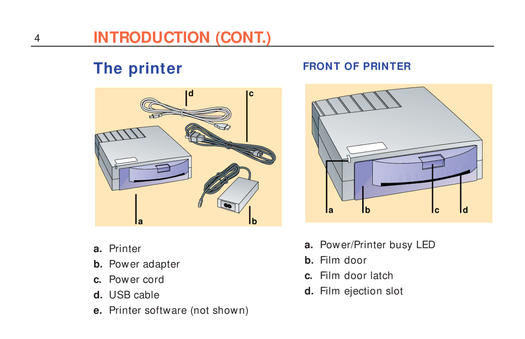 Polaroid ColorShot Printer manual Front of Printer 