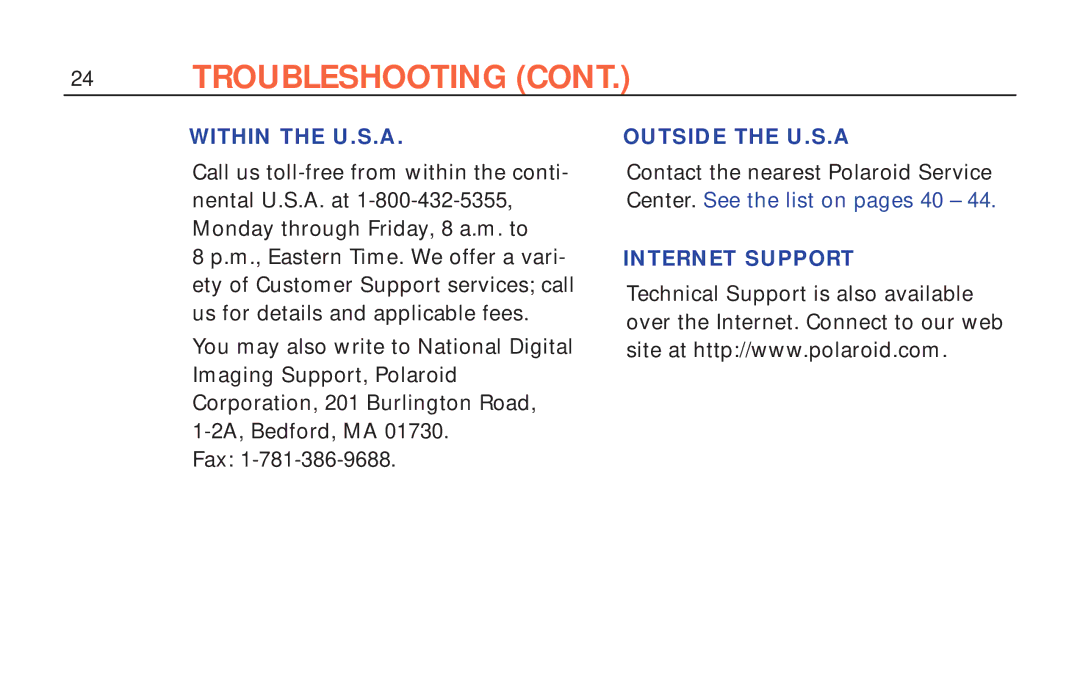 Polaroid ColorShot Printer manual Within the U.S.A 