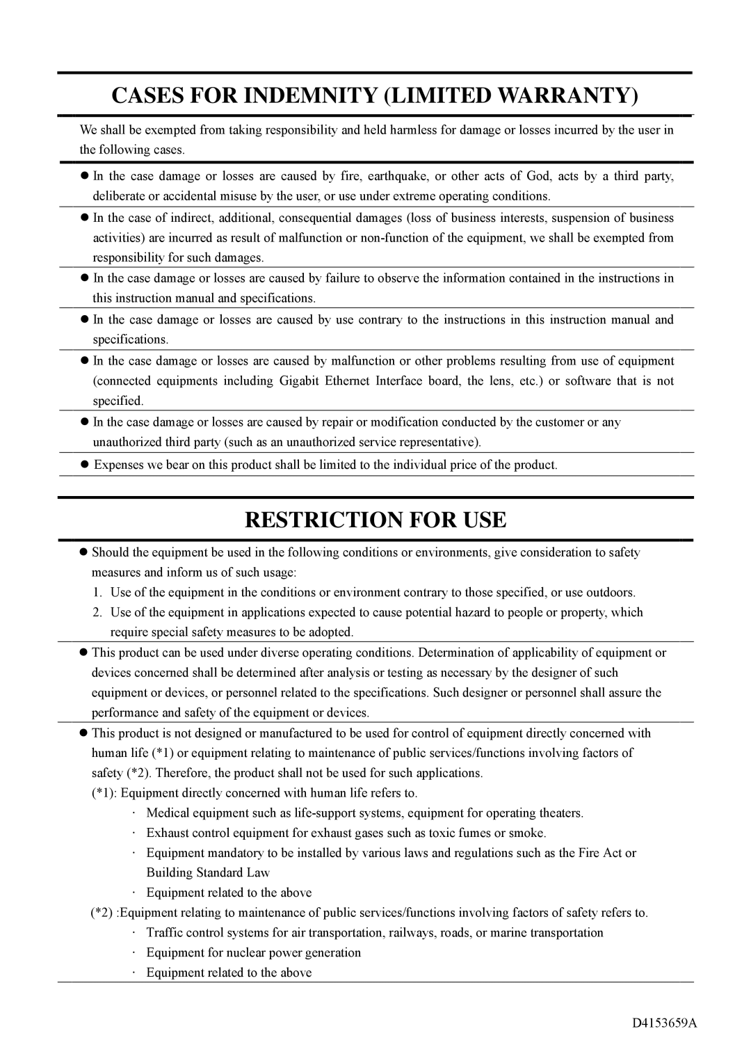 Polaroid CSGX36BC3, CSGS20BC2, CSGU15BC18, CSGV90BC3, CSGS15BC23 instruction manual Cases for Indemnity Limited Warranty 