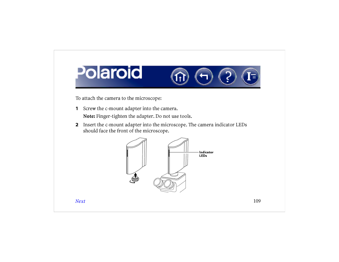 Polaroid DCM 2 Online manual Next 109 