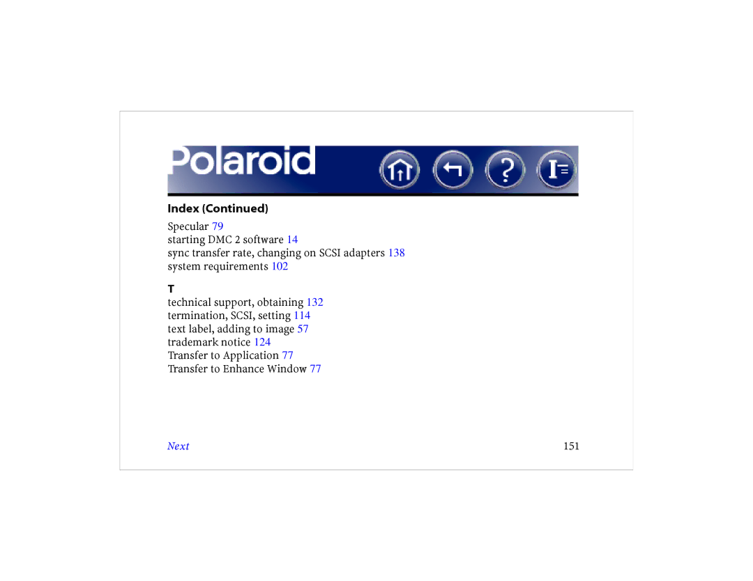 Polaroid DCM 2 Online manual Next 151 