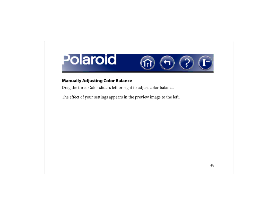 Polaroid DCM 2 Online manual Manually Adjusting Color Balance 