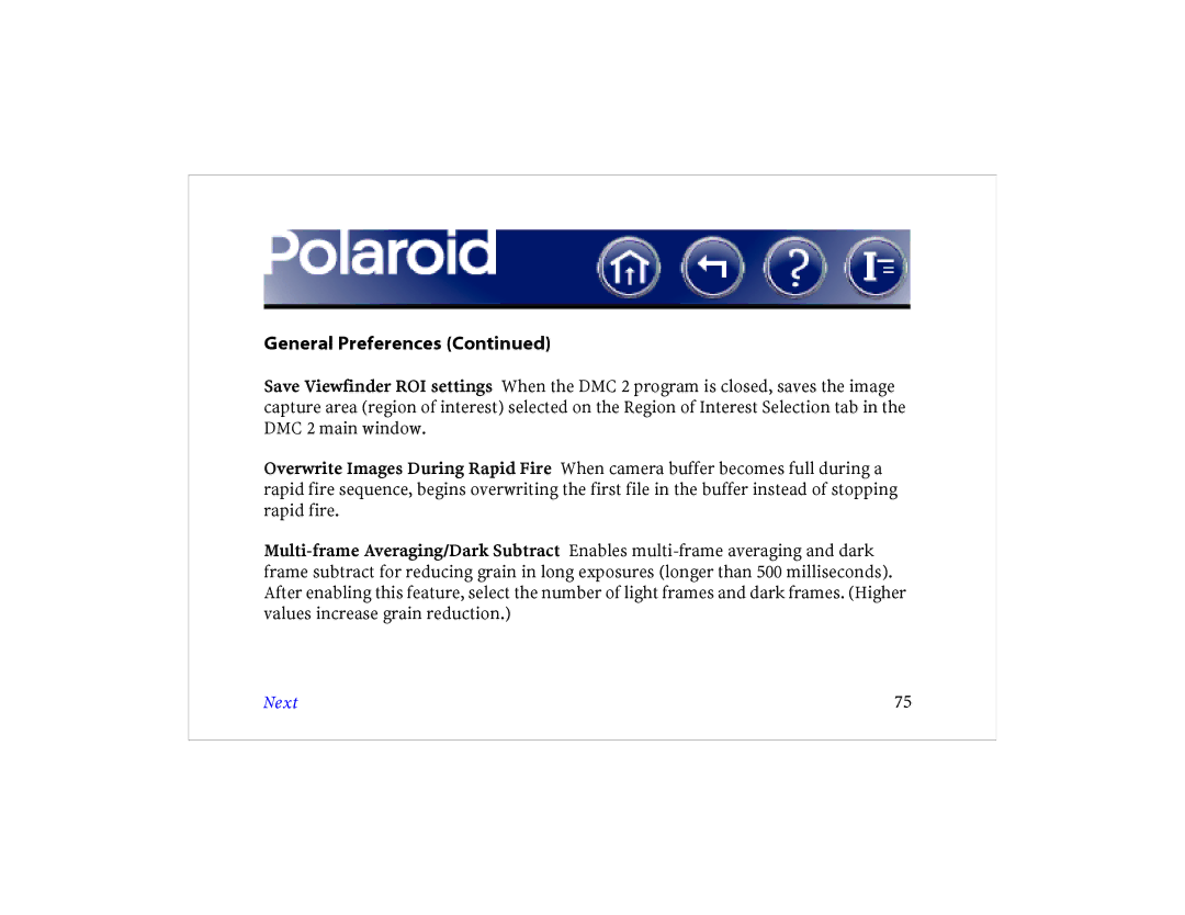 Polaroid DCM 2 Online manual General Preferences 