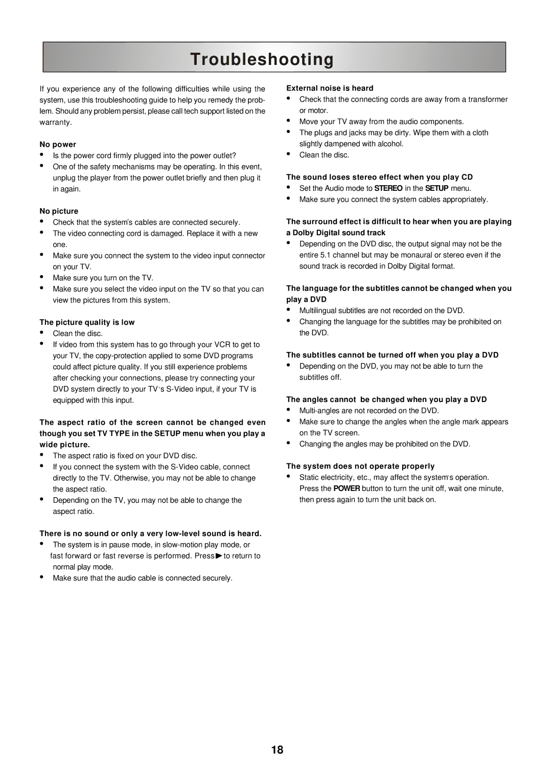 Polaroid DHX-202 manual Troubleshooting 