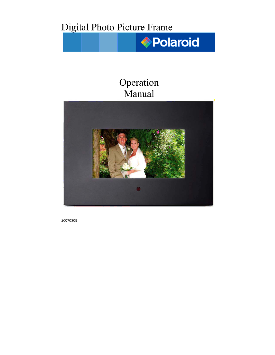 Polaroid operation manual Digital Photo Picture Frame Operation Manual 