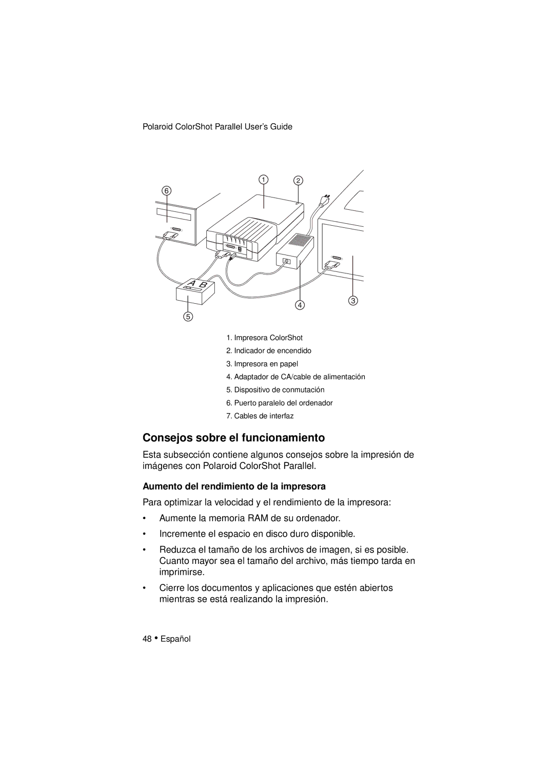 Polaroid DIGITAL PHOTO PRINTER manual Consejos sobre el funcionamiento, Aumento del rendimiento de la impresora 