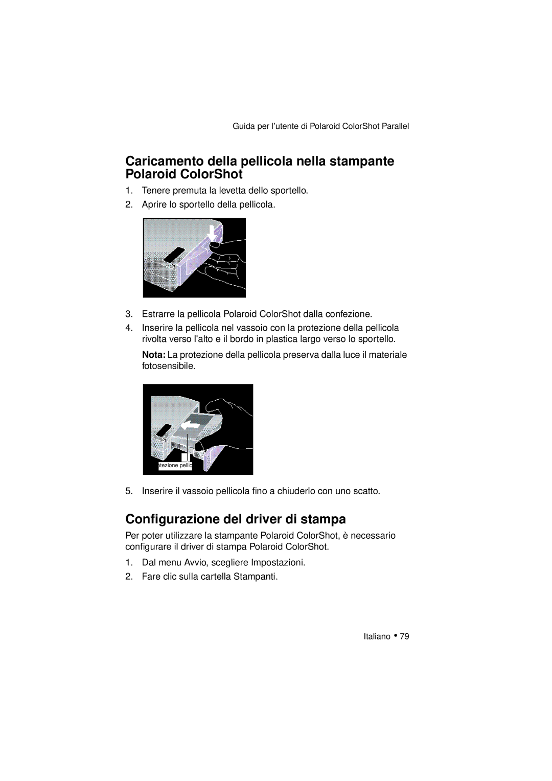 Polaroid DIGITAL PHOTO PRINTER manual Conﬁgurazione del driver di stampa 