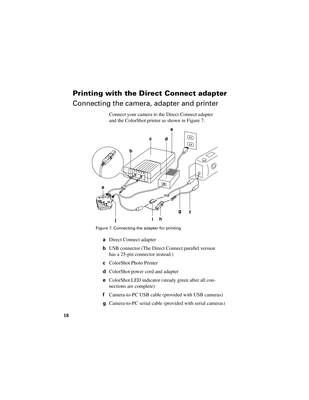 Polaroid Direct Connect Adapter manual Connecting the adapter for printing 