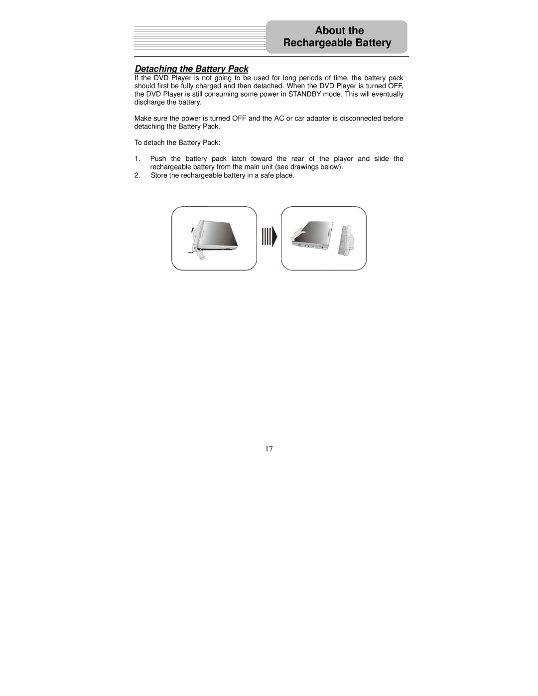 Polaroid DPA-00710S user manual Detaching the Battery Pack 