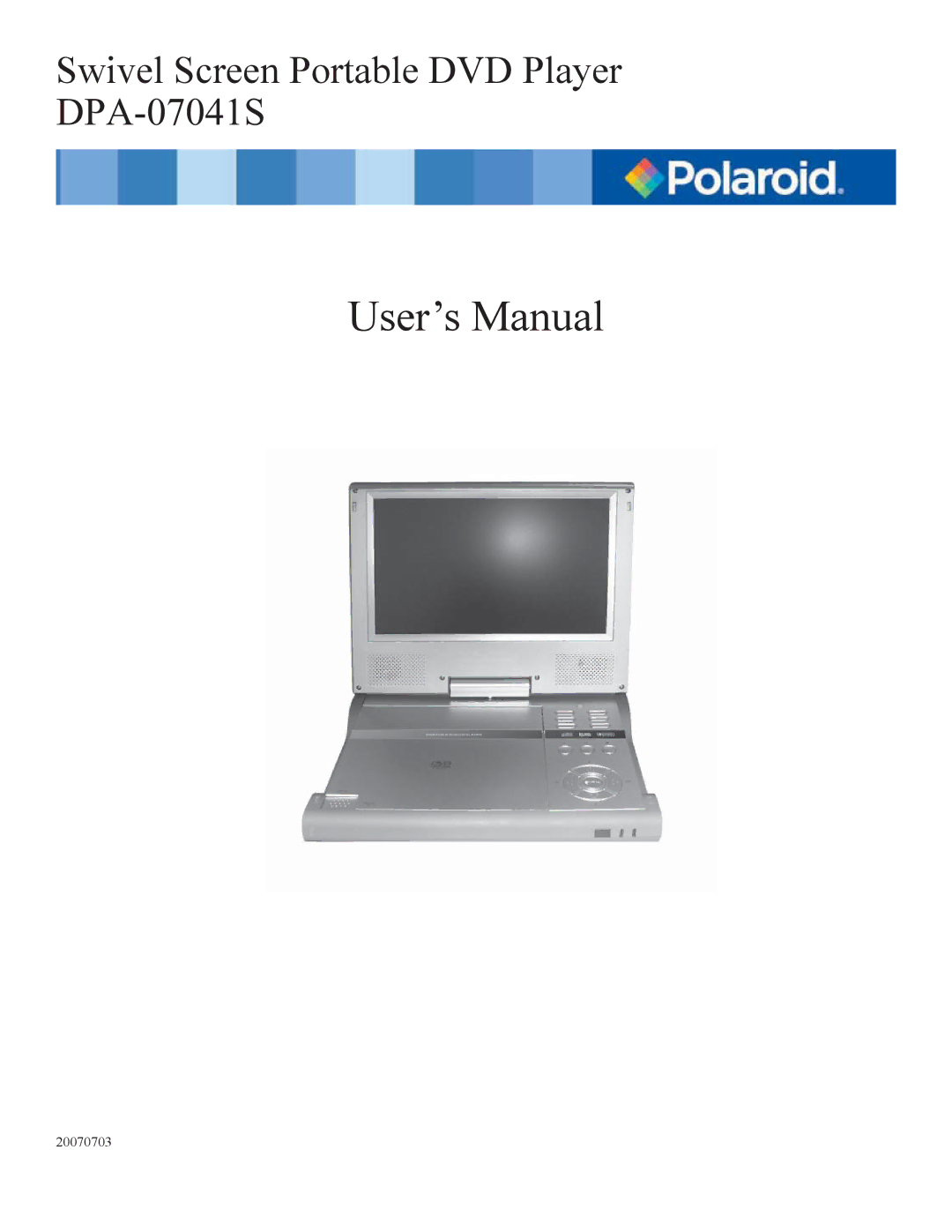 Polaroid DPA-07041S user manual User’s Manual 