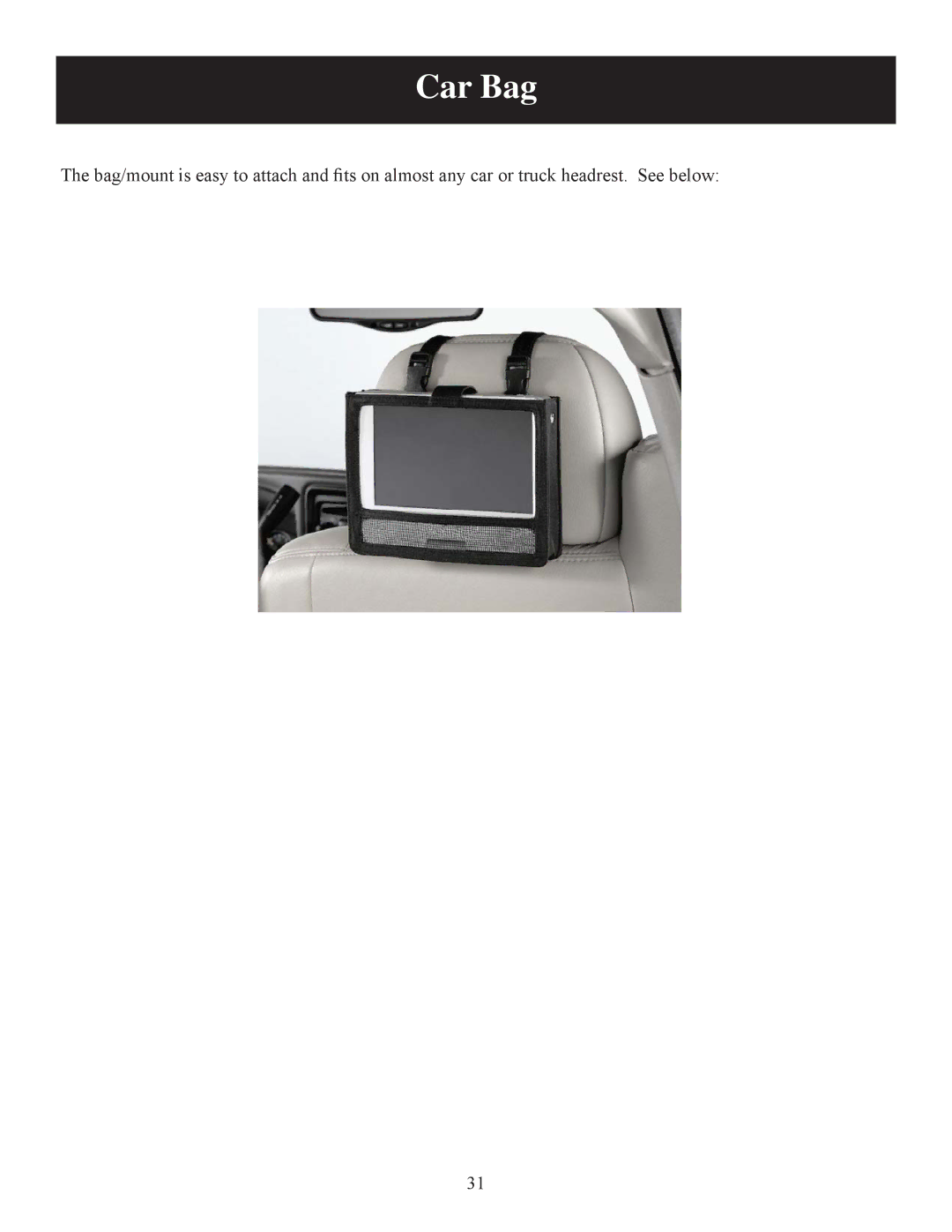 Polaroid DPA-07041S user manual Car Bag 