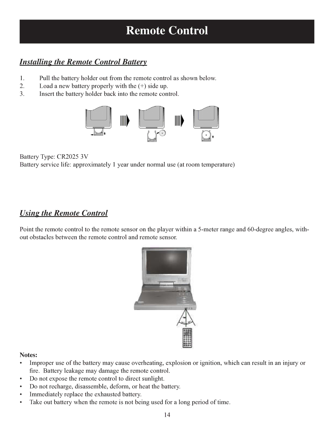 Polaroid DPA-10040K user manual Installing the Remote Control Battery, Using the Remote Control 