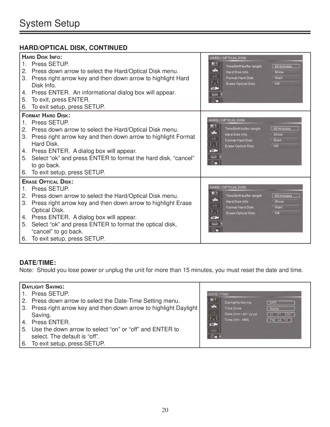 Polaroid DRA-01601A user manual Date/Time 