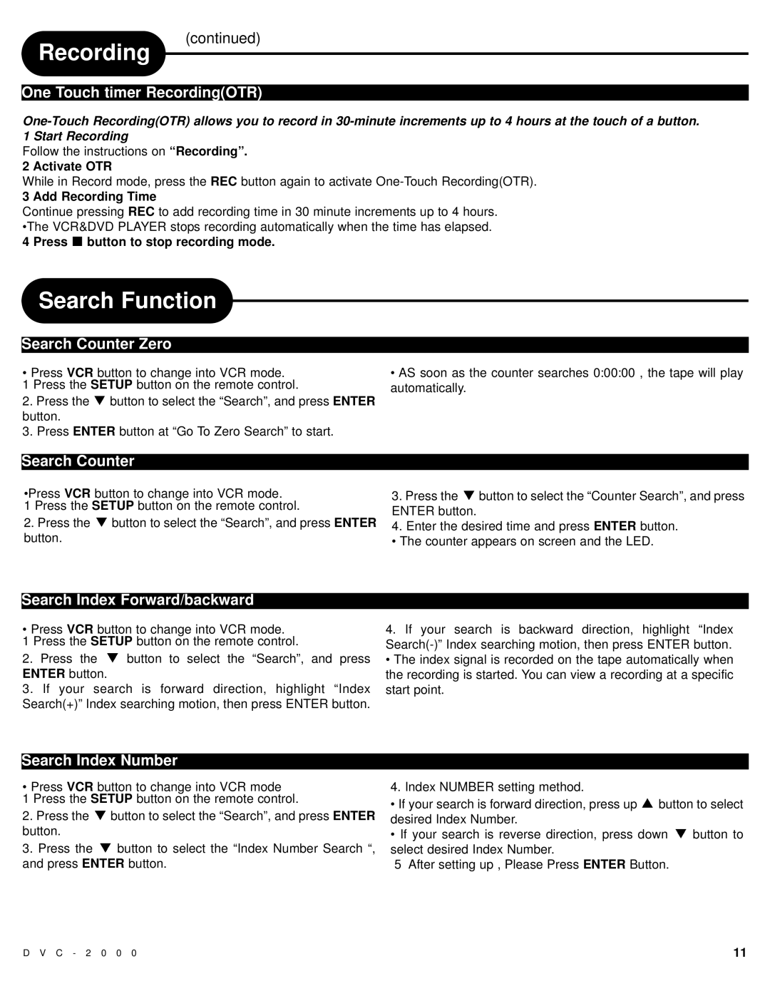 Polaroid DVC-2000 manual Search Function 