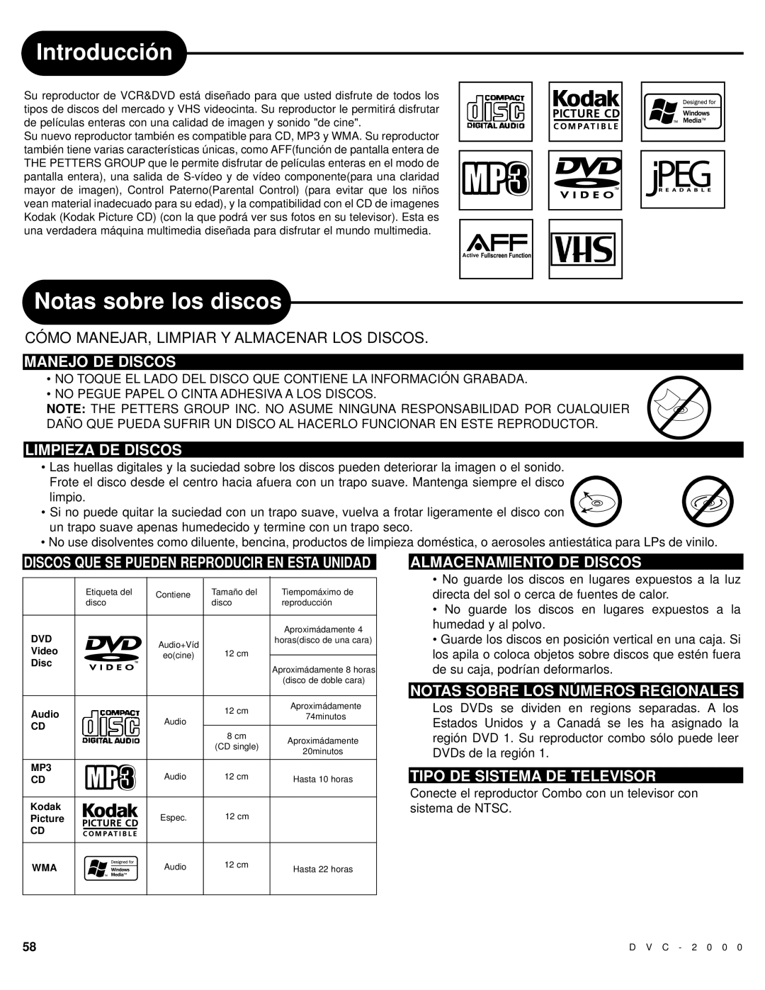 Polaroid DVC-2000 manual Introducción, Notas sobre los discos 