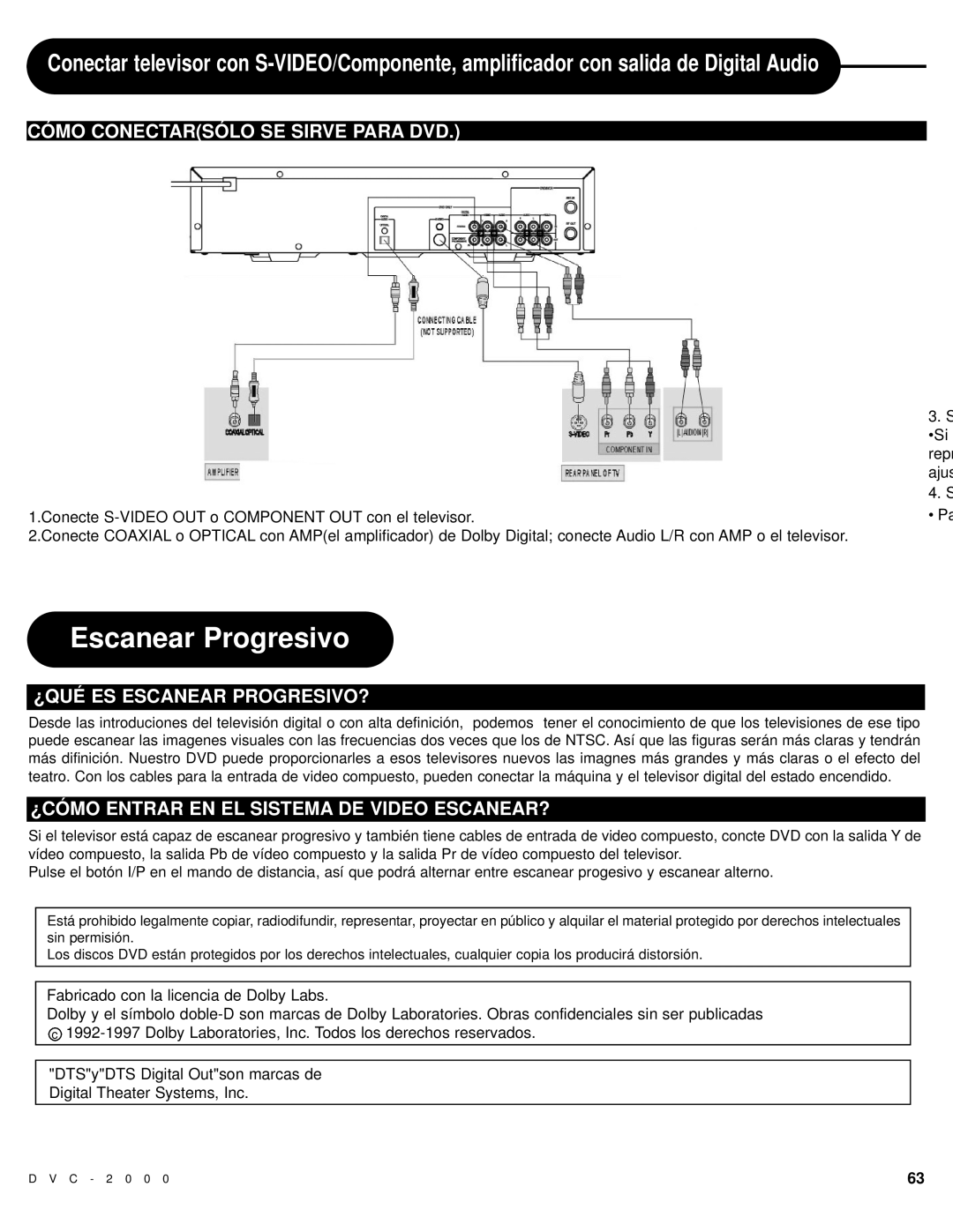 Polaroid DVC-2000 manual Escanear Progresivo, Cómo Conectarsólo SE Sirve Para DVD, ¿QUÉ ES Escanear PROGRESIVO? 