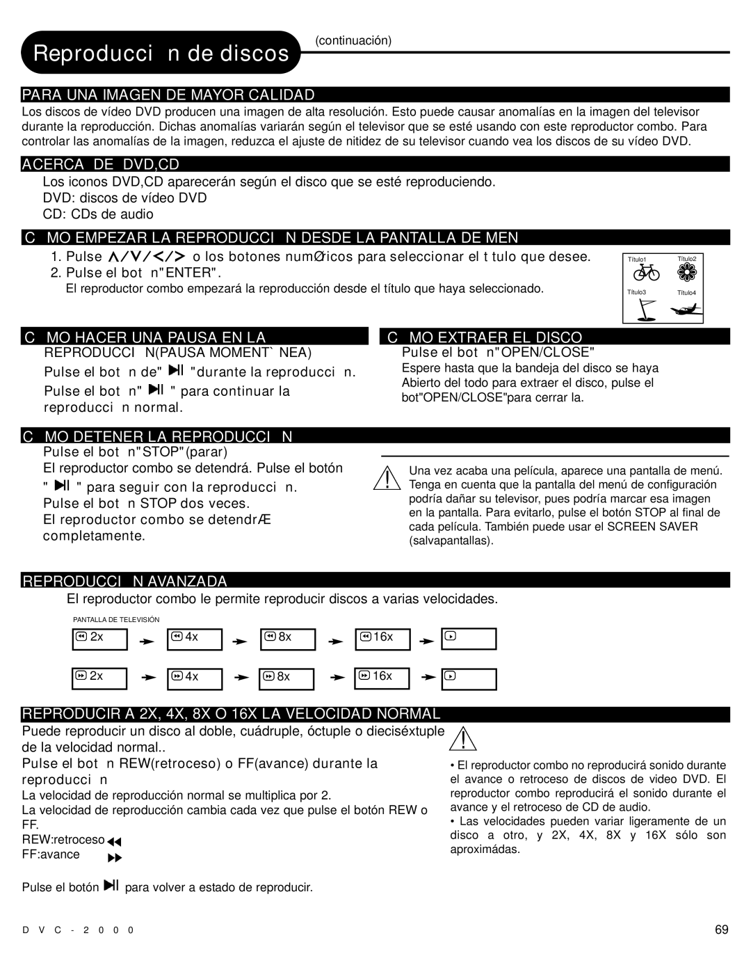 Polaroid DVC-2000 Para UNA Imagen DE Mayor Calidad, Acerca DE DVD,CD, Cómo Hacer UNA Pausa EN LA, Cómo Extraer EL Disco 