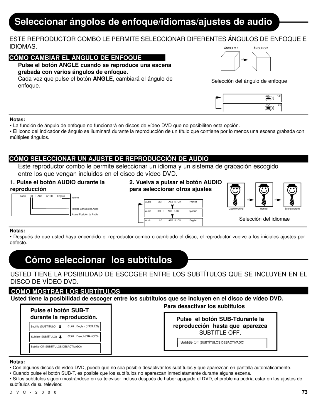 Polaroid DVC-2000 manual Cómo seleccionar los subtítulos, Cómo Mostrar LOS Subtítulos 