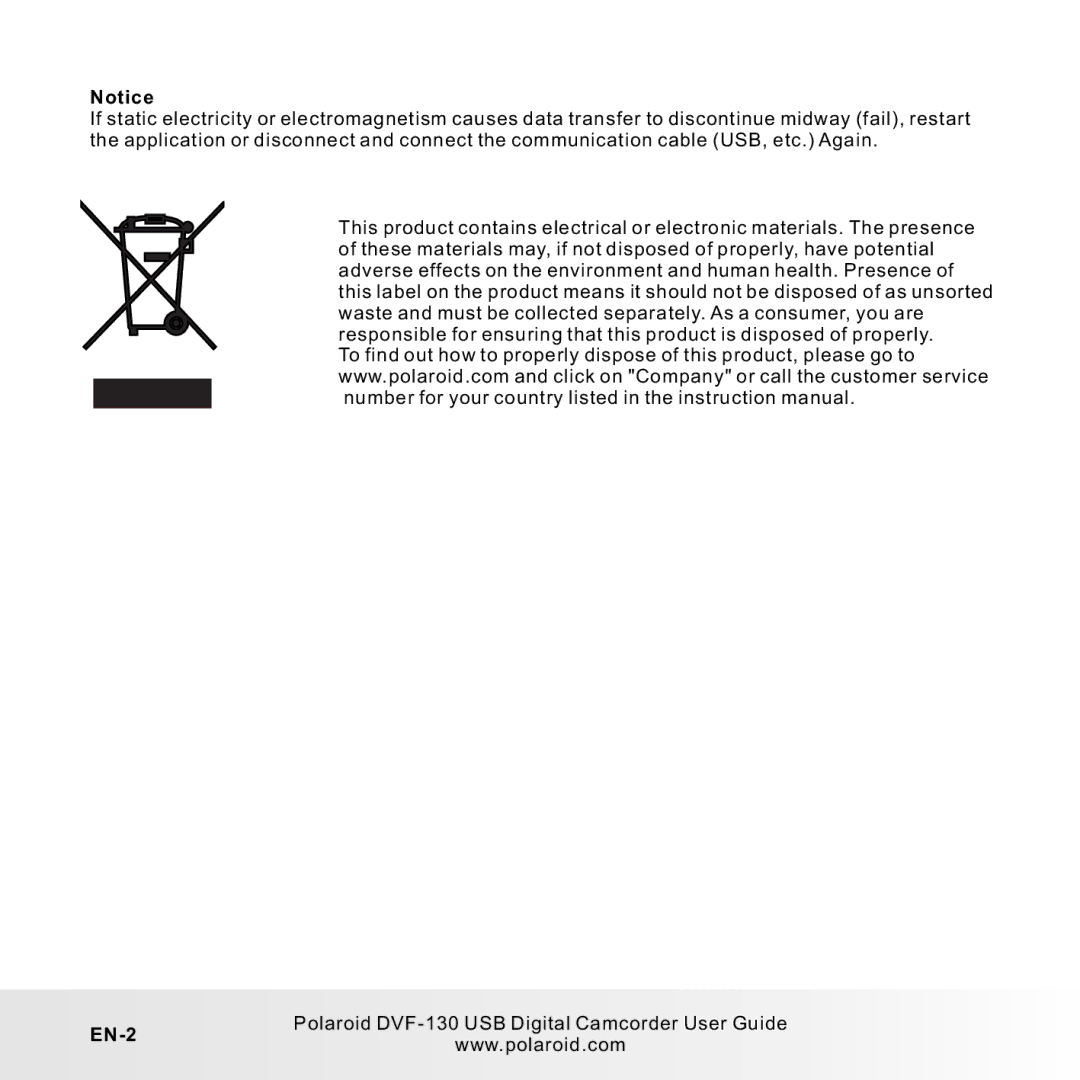 Polaroid DVF-130LC user manual EN-2 