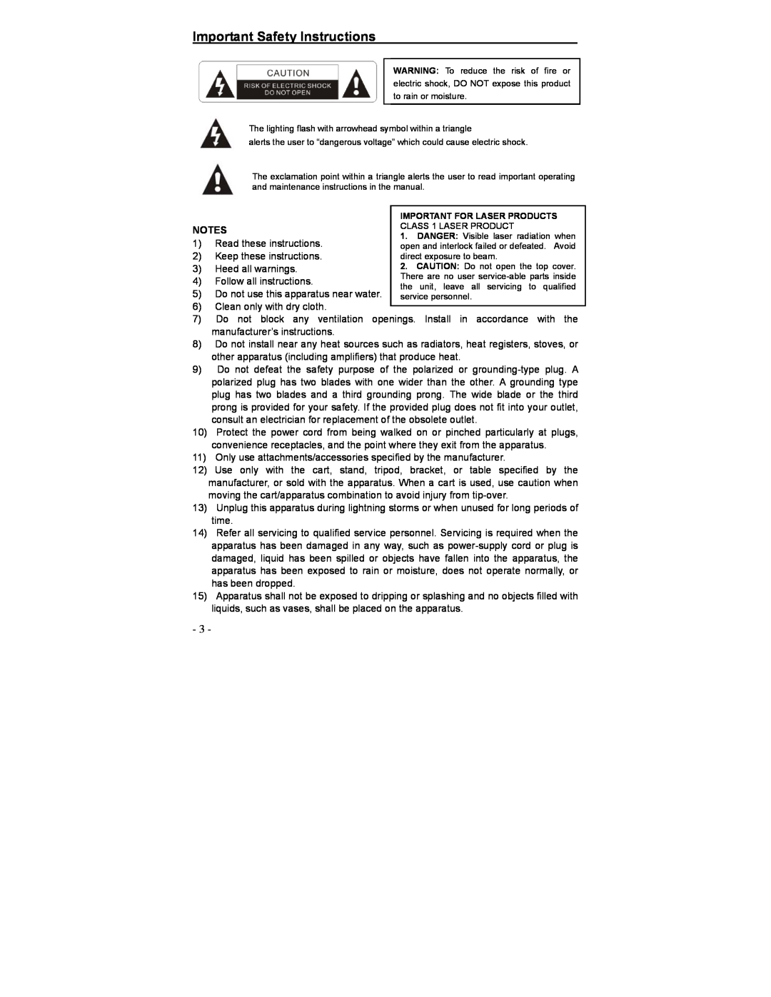 Polaroid DVP-0600 operation manual Important Safety Instructions 