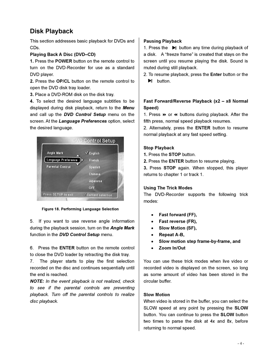 Polaroid DVR-0800 operation manual Disk Playback 