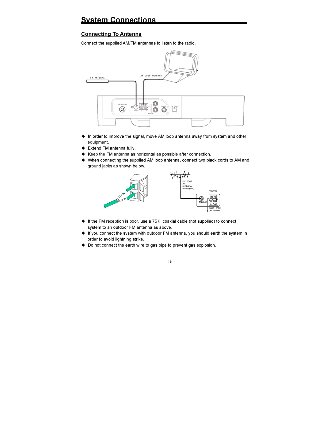 Polaroid FDM-0700A manual Connecting To Antenna 