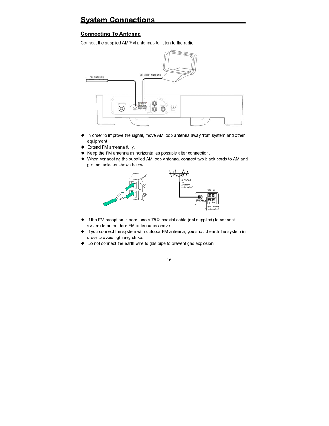 Polaroid FDM-1000A manual Connecting To Antenna 