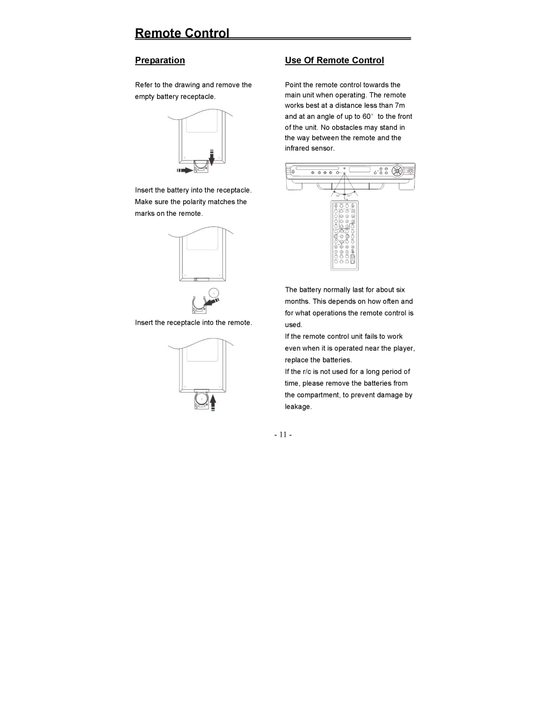 Polaroid FDX-0700T manual Preparation, Use Of Remote Control 