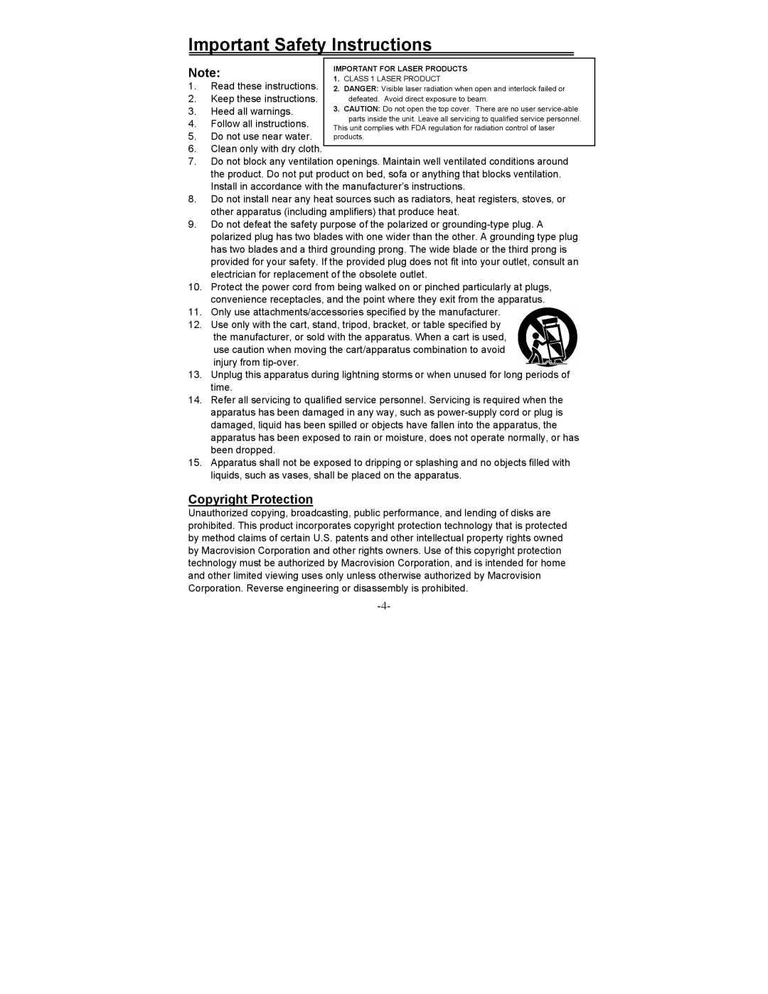 Polaroid FDX-0700T manual Copyright Protection, Read these instructions 