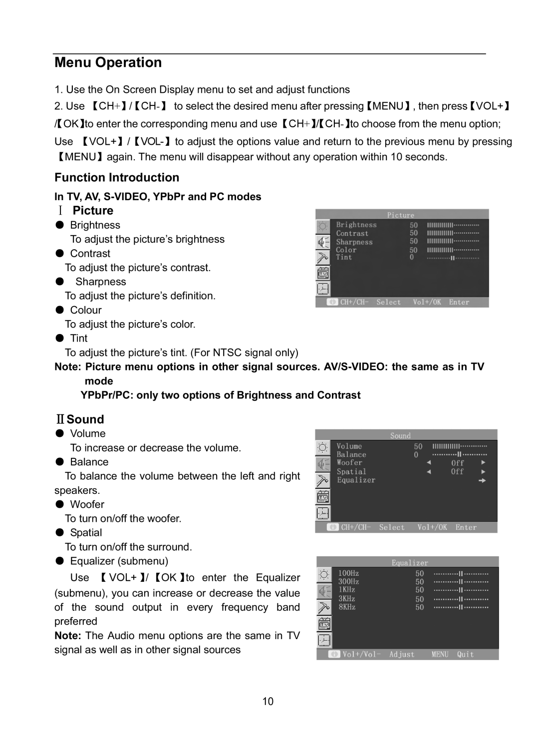 Polaroid FLA-1512B manual Function Introduction, Ⅰ Picture, ⅡSound 