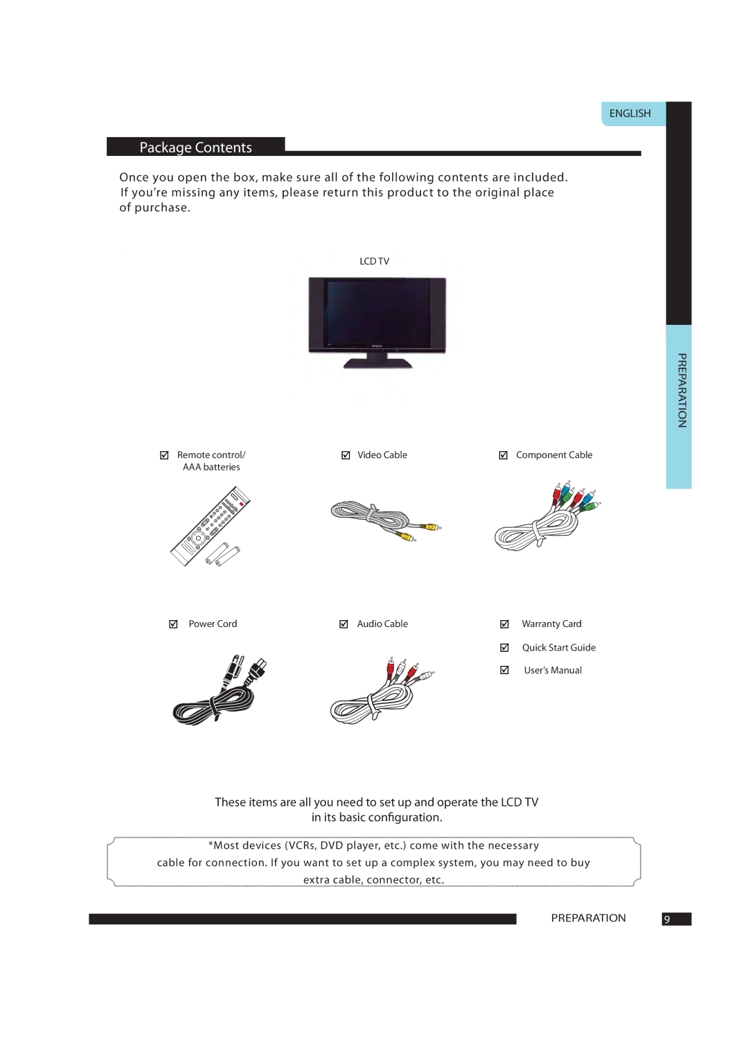 Polaroid FLA-1911B manual Package Contents 