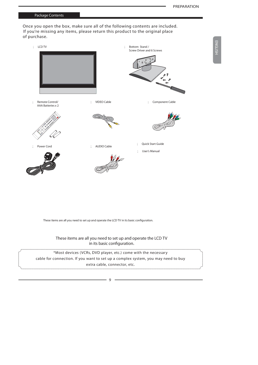 Polaroid FLA-3232B, FLA-3732B manual Package Contents 