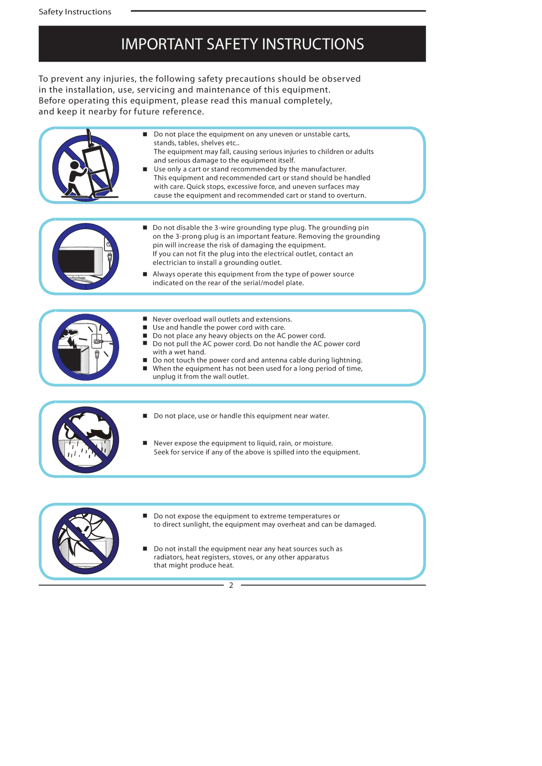 Polaroid FLA-3732B, FLA-3232B manual Important Safety Instructions 