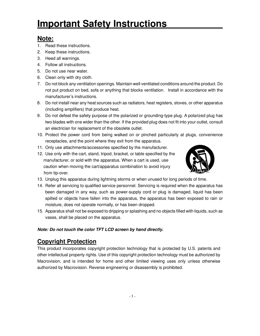 Polaroid FLM-1517, FLM-1514B, FLM-153B manual Copyright Protection 