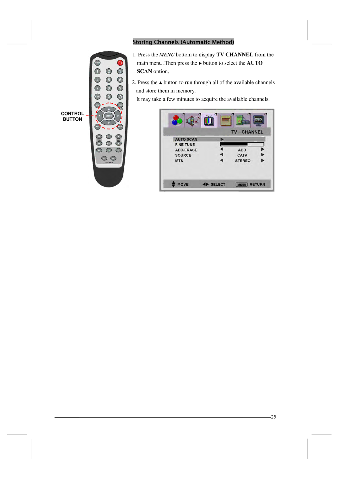 Polaroid FLM-201TM manual Storing Channels Automatic Method 